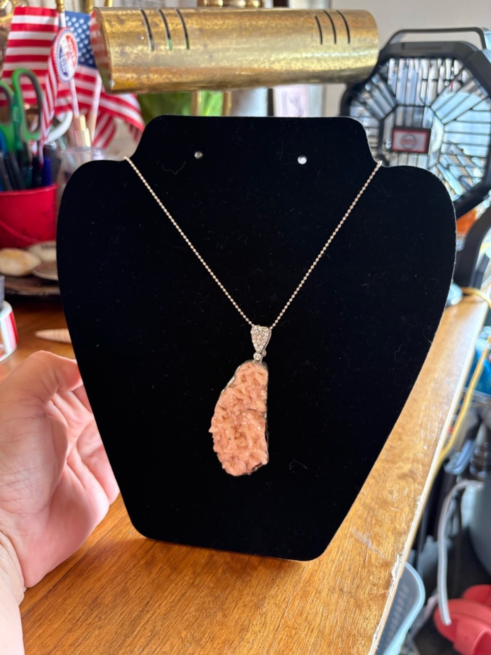 Pink Apophyllite Pendant Necklace - Women Jewelry- AS IS - Picture 2 of 6